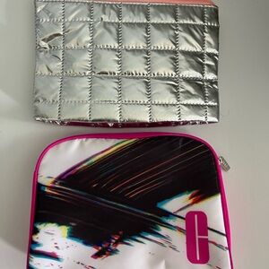 Brand New Clinique Silver and Multicolor Cosmetic Bags